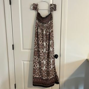 Off the shoulder maxi dress, multicolored design